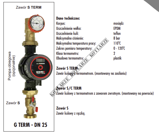 Grupa G TERM – DN 25 (1”), z pompą Grundfos UPM 3 Auto L 25-70