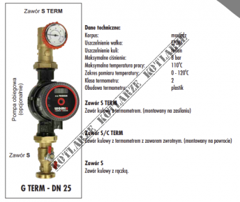 Grupa G TERM – DN 25 (1”), z pompą Grundfos UPM 3 Auto L 25-70