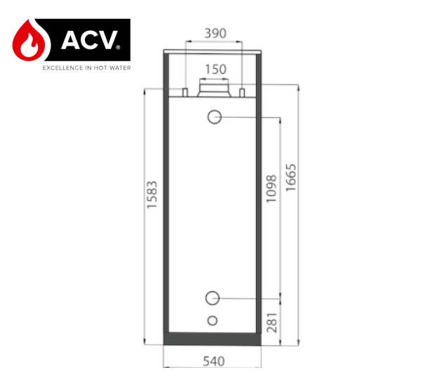 Wymiary ACV Heatmaster - bok