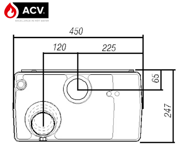 Wymiary ACV Kompakt - podlączenie